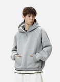 Heavyweight Ribbed Solid Color Half Zip Hoodie