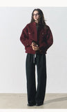 Red Woolen Commuting Baseball Jacket