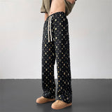 Retro Hollow Out Plaid Pants