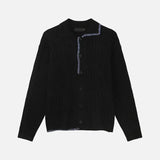 Korean Style Turn Down Collar Half Open Knitted Sweater