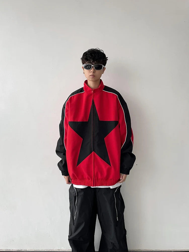 Retro Patchwork Star Varsity Jacket