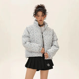 Floral Stand-Up Collar Thickened Puffer Jacket