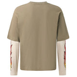 Y2K Flame Fake Two Piece Graphic Long Sleeve T-Shirt