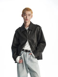 Cool Handsome Distressed PU Leather Jacket