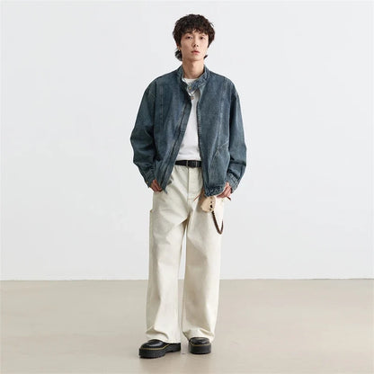 Stylish Washed Zipper Hip Hop Denim Jacket