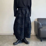 Men Floral Embroidery Baggy Wide Leg Pants