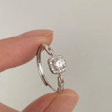 Elegant Silver Zircon Geometry Ring
