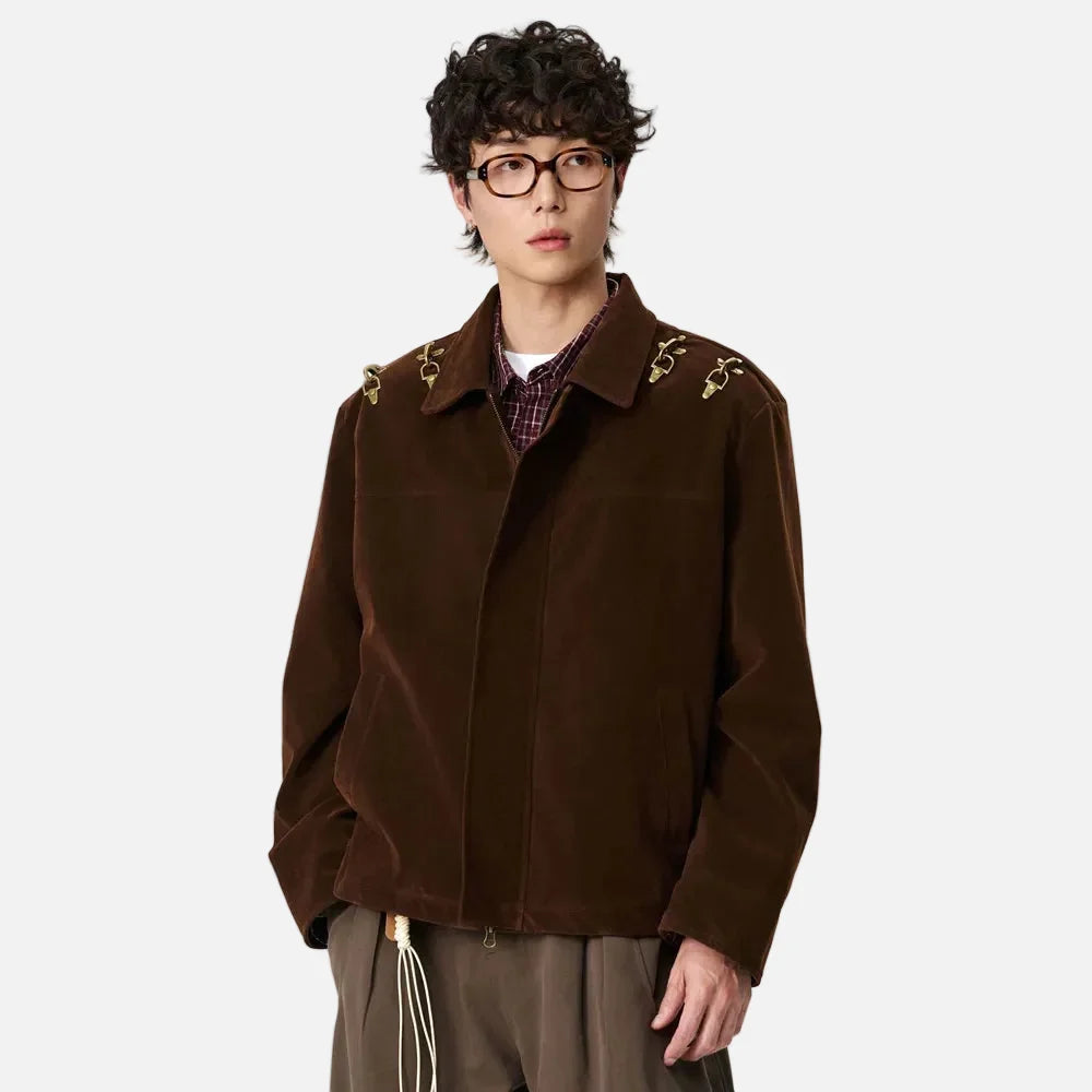 Vintage Metal Buckle Casual Loose Jacket