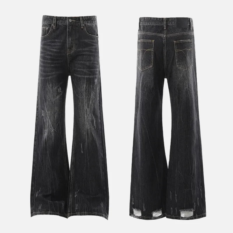 Streetwear Lightning Pattern Vintage Wide Leg Jeans