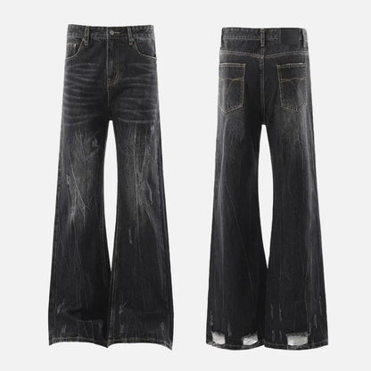 Streetwear Lightning Pattern Vintage Wide Leg Jeans