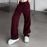 Oversize Streetwear Wine Red Striped Sweatpants