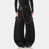 Streetwear Curved Knife Wide Leg Denim Cargo Jeans