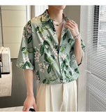 Casual Vintage Flower Print Hawaiian Beach Shirt