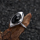 Punk Geometric Black Stone Finger Ring