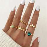 Y2K Soft Gemstone Heart Rings
