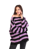 Women Gothic Oversized Striped Knitted Sweater