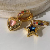 Heart and Star Gem Hoops Earrings