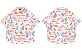 Flattering Funny Cartoon Cat Beach Button Shirt