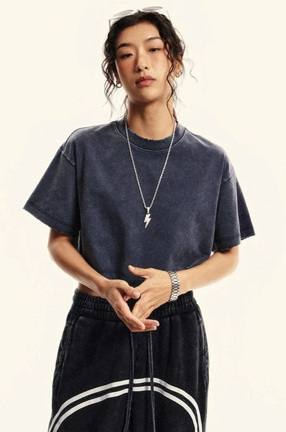 Women's Washed Stitching Crop Top