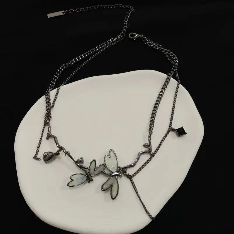 Gothic Party Black Dragonfly Choker Necklace