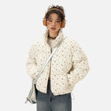 Floral Stand-Up Collar Thickened Puffer Jacket