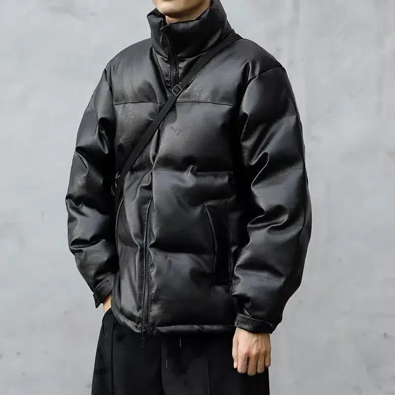 Men Black Winter Parka Padded Casual Jacket