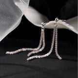 Trendy Chic Silver Tassel Long Earrings