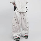 Distressed Detail Elastic Waist Cargo Pants