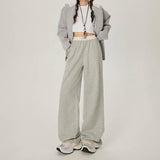 Solid Color High Waist Wide Sweatpants