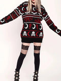 Spooky Moon Skull Pattern Sweater
