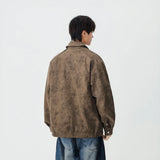 Winter Stylish Distressed Button-Up Leather Jacket