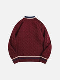 Premium Retro College Style V-Neck Collar Sweater