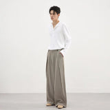 Vintage Plaid Print Wide Leg Suit Pants