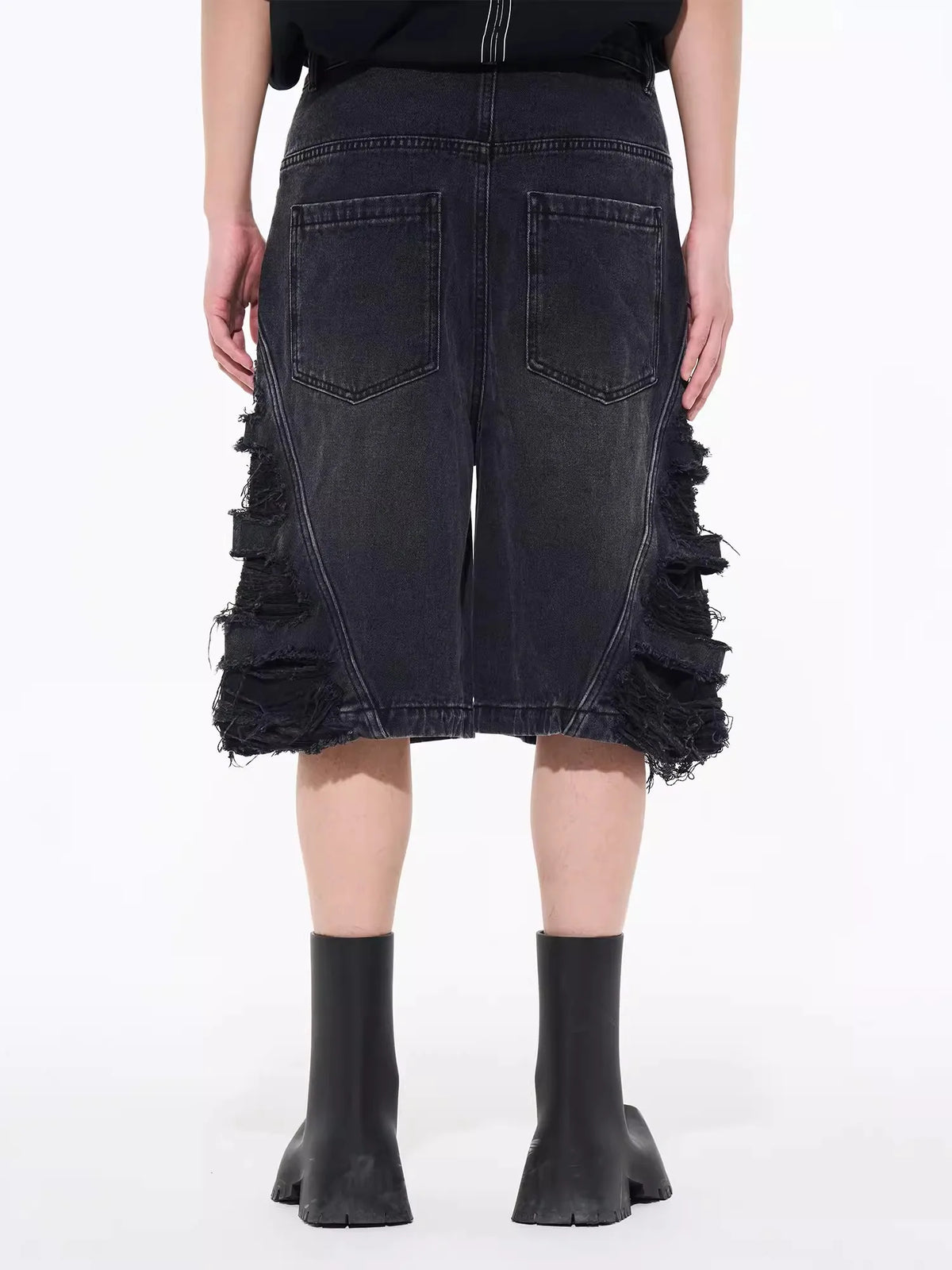 Side-Ripped Washed Jorts