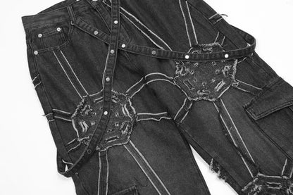Vintage Washed Embroidery Denim Jeans