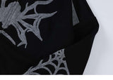 Y2K Spider Embroidery Zip-Up Hoodie