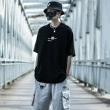 Geometric Print Techwear Punk Style T-Shirt