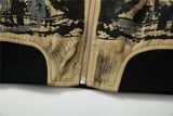 Streetwear Flexible Graffiti Patchwork Denim Jacket
