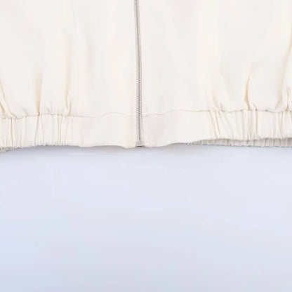 Insulated Linen Blend Zipper Windbreaker Jacket
