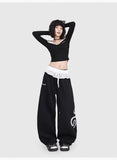Snake Patch Embroidery Lace Hip Pants