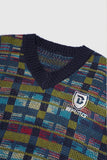 Checkered V-Neck Sweater