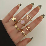 Y2K Soft Gemstone Heart Rings