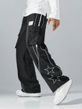 Trendy Casual Star Print Multi Pocket Jogger