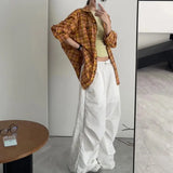 Women Vintage White Striped Summer Baggy Sweatpants
