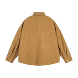 Retro Plaid Embroidered With Tie Long Sleeve Shirt