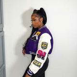 Splicing Short "All Star" Varsity Jacket