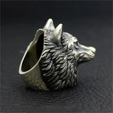 Retro Punk Style Wolf Head Ring