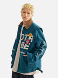 Spring Streetwear Embroidered Cargo Varsity Jacket