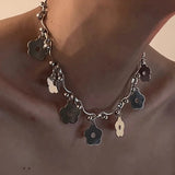 Grungy Flower Pendant Choker Necklace