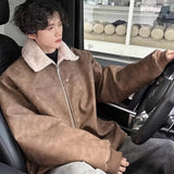 Thickened Fleece Motorcycle Leather Fur Jacket